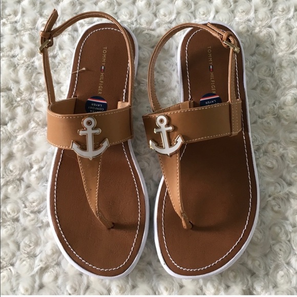 Tommy Hilfiger Shoes - Tan & White Sandals Anchor Accent Tommy Hilfiger 8